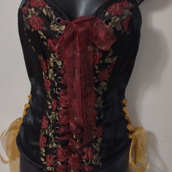 May Faire Moon Over Bust Boned Corset Custom Corset Goth Corset Rose Embroidered - Picture 9 of 15